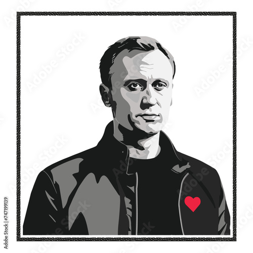 Vector Alexei Navalny wearing a jacket with a heart symbol on the chest