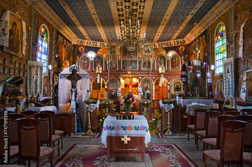 Interior of the Neo Greek-Catholic Church of St. Nicetas the Martyr. Kostomłoty, Lublin Voivodeship, Poland. photo