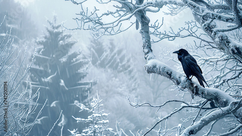 Germany RhinelandPalatinate Raven on tree  photo
