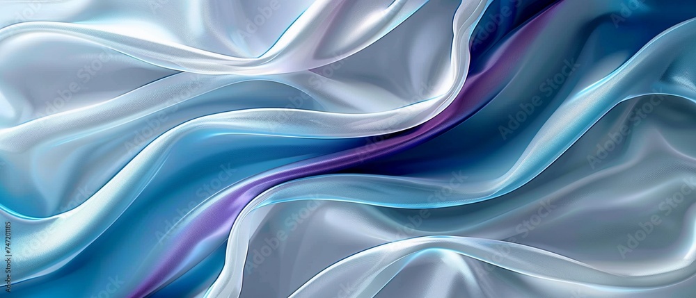 Obraz premium Abstract 3D Background Soft waves of silk fabric in in light blue Colors. 
