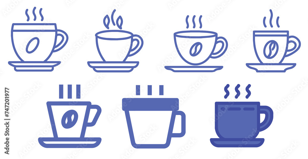 Set of coffee mug icons. Outline icons with editable stroke collection. Set of coffee mug icons. Outline icons with editable stroke collection.