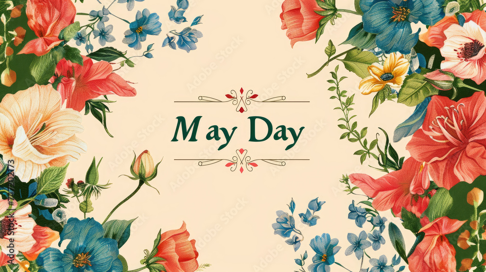 May Day, Include a border of floral garlands for added charm

