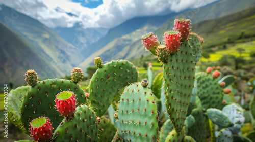 Prickly Pear Plant Growing in the Mountains