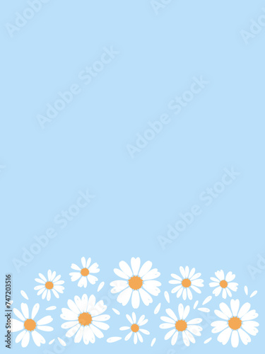 Daisy flower and petals on blue background vector. © Thanawat