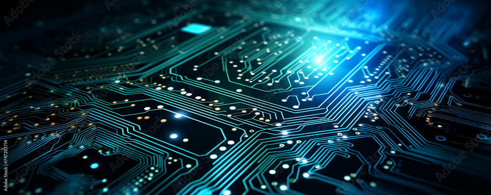 Quantum Computer Technologies Futuristic Blue Circuit Board Background ...