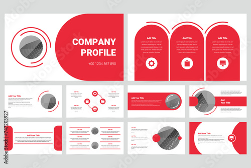 Red modern business work report slide presentation template