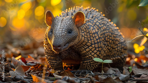 wildlife photography, authentic photo of a armadillo in natural habitat, taken with telephoto lenses, for relaxing animal wallpaper and more