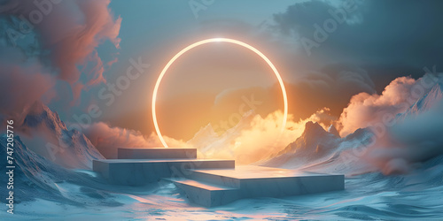 A circle with the sun in the background, An ancient stone circle with the word stone in the middle,