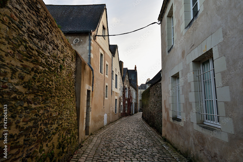 Angers, France. Morning scene of the old town. December 29, 2023.
