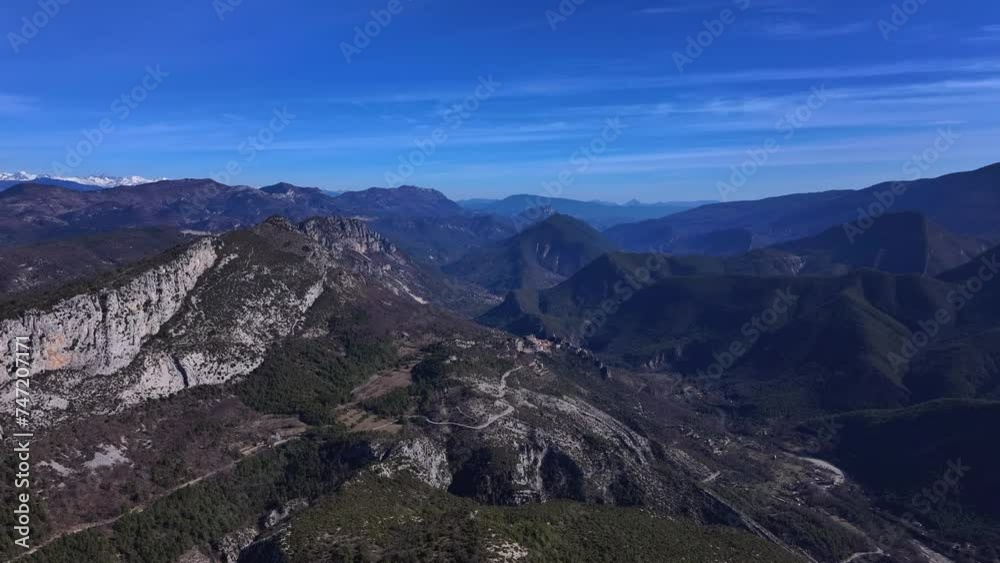 Panoramic aerial view of the mount Saint Martin in the Esteron valley Panoramic aerial view of the mount Saint Martin in the Esteron valley