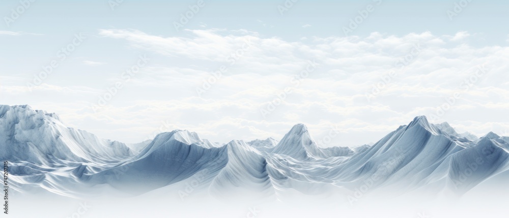 Snowy rocky mountains, minimal style.