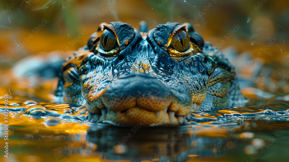 Obraz premium wildlife photography, authentic photo of a crocodile in natural habitat, taken with telephoto lenses, for relaxing animal wallpaper and more