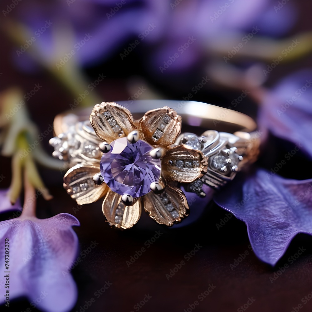 Dazzling Elegance: A Symphony of Sparkle – Jewelry Ring with Diamond on Violet Flower Soft Fabric, Unveiling Timeless Beauty Dazzling Elegance: A Symphony of Sparkle – Jewelry Ring with Diamond on Violet Flower Soft Fabric, Unveiling Timeless Beauty