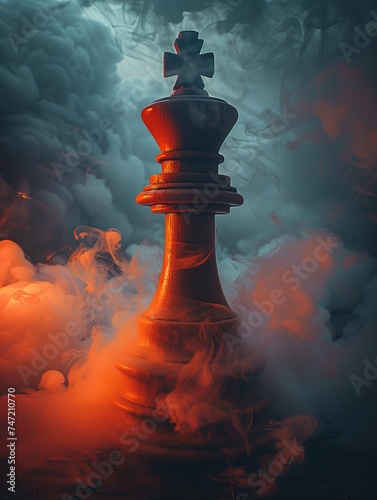 Giant Chess Piece Surrounded by Smoke