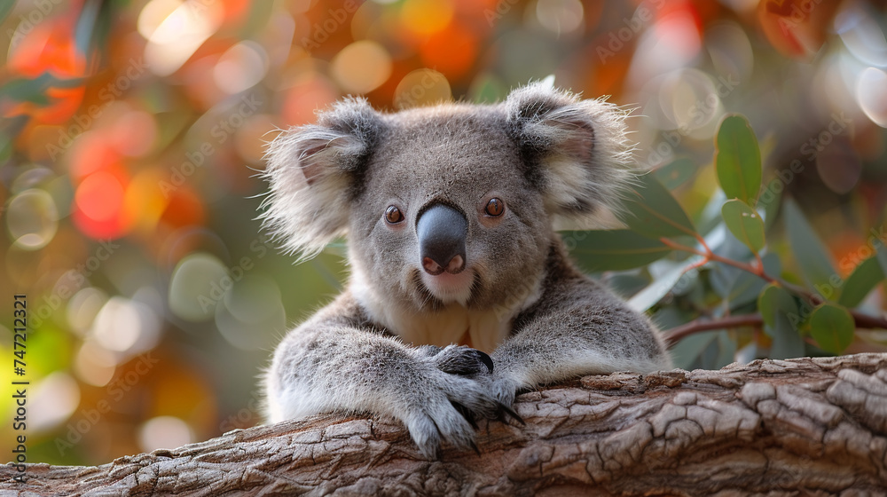 Fototapeta premium wildlife photography, authentic photo of a koala in natural habitat, taken with telephoto lenses, for relaxing animal wallpaper and more