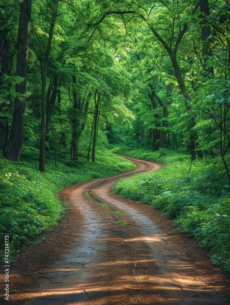 Dirt Road Cutting Through Lush Green Forest Dirt Road Cutting Through Lush Green Forest