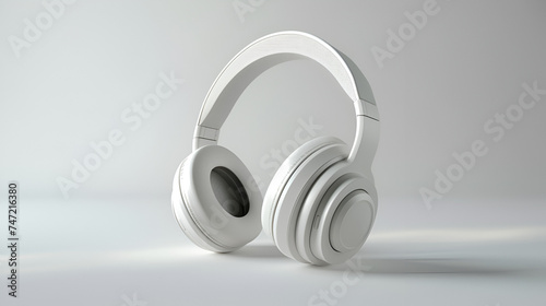 Beautiful white wireless headphones isolated on a white background, copy space. generative ai