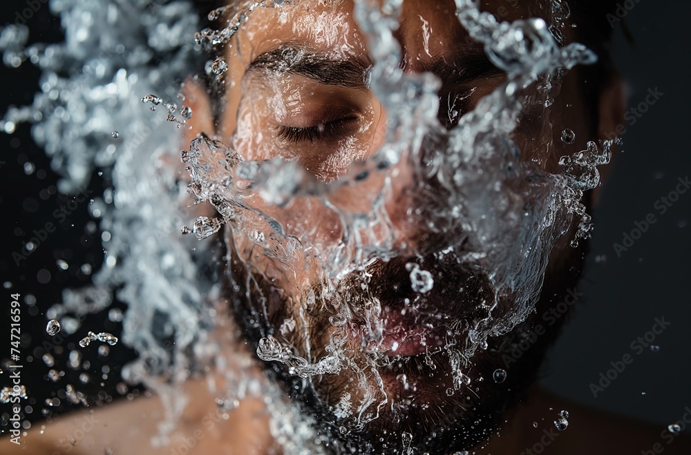 Fototapeta premium Man immersed in water splash