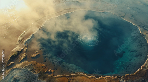 Hot spring and eruption of Strokkur geyser 