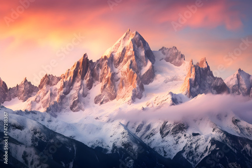 Dawn Breaking Over Majestic Snow-Capped Alps Mountains: A Captivating Show of Nature's Unrivaled Beauty © Nellie