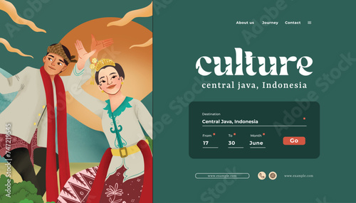 Landing Page layout idea with indonesian culture Gambang Dance Semarang Central Java illustration photo