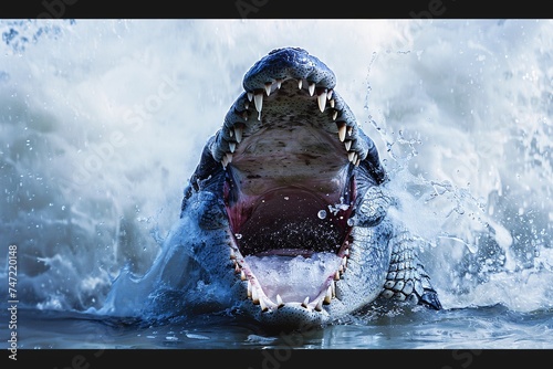 Jaws of the Month Alligator's Chomp in the Wild Generative AI photo