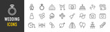 Wedding web icons in line style. Love, wedding, ceremony, celebration, married, ring. Vector illustration.