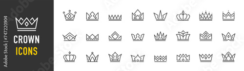 Crown web icons in line style. Jewelry, luxury, gold, royal. Vector illustration.