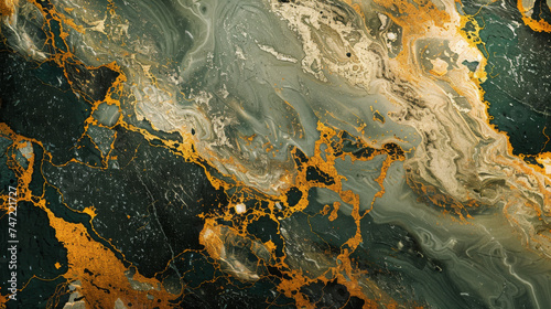 The swirling patterns of marbling are intersected with lavish gold, creating a striking abstract image