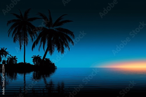 a silhouette of palm trees on a beach