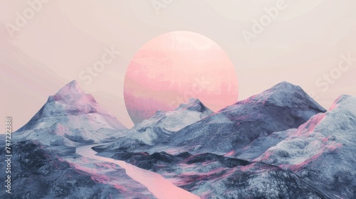 Futuristic landscape with a...