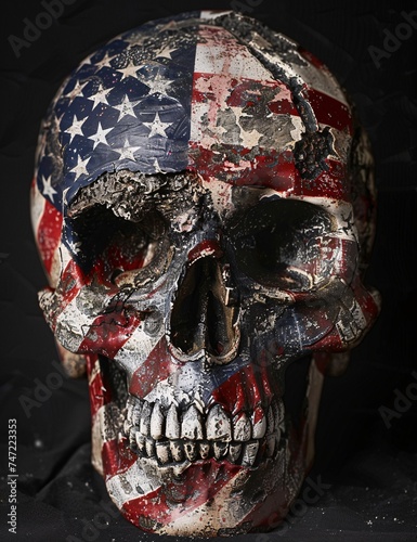 American Flag Skull A Patriotic Tribute to the U.S.A. Generative AI photo