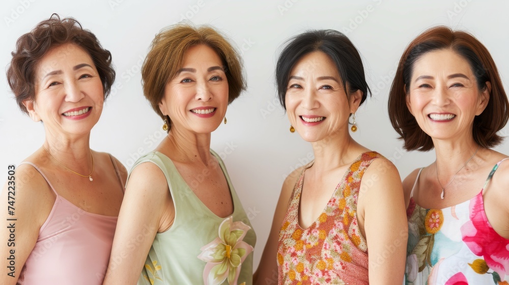 Group of happy Asian Seniors look at camera Group of happy Asian Seniors look at camera
