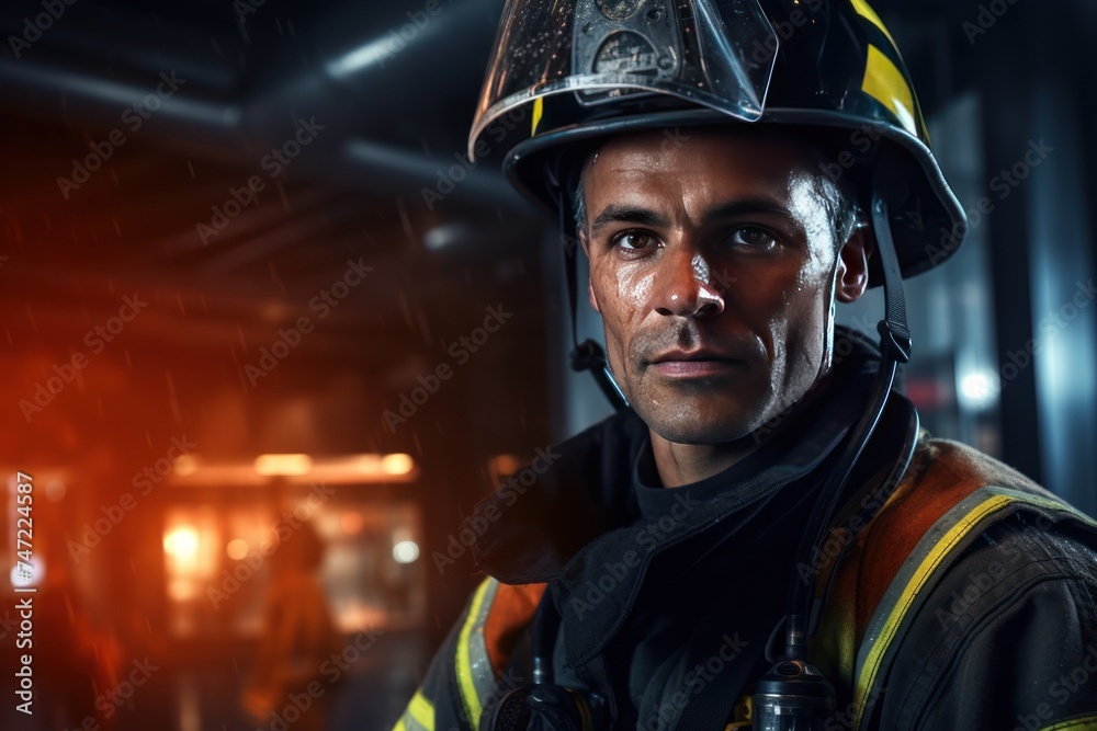 Portrait of a firefighter in uniform Portrait of a firefighter in uniform