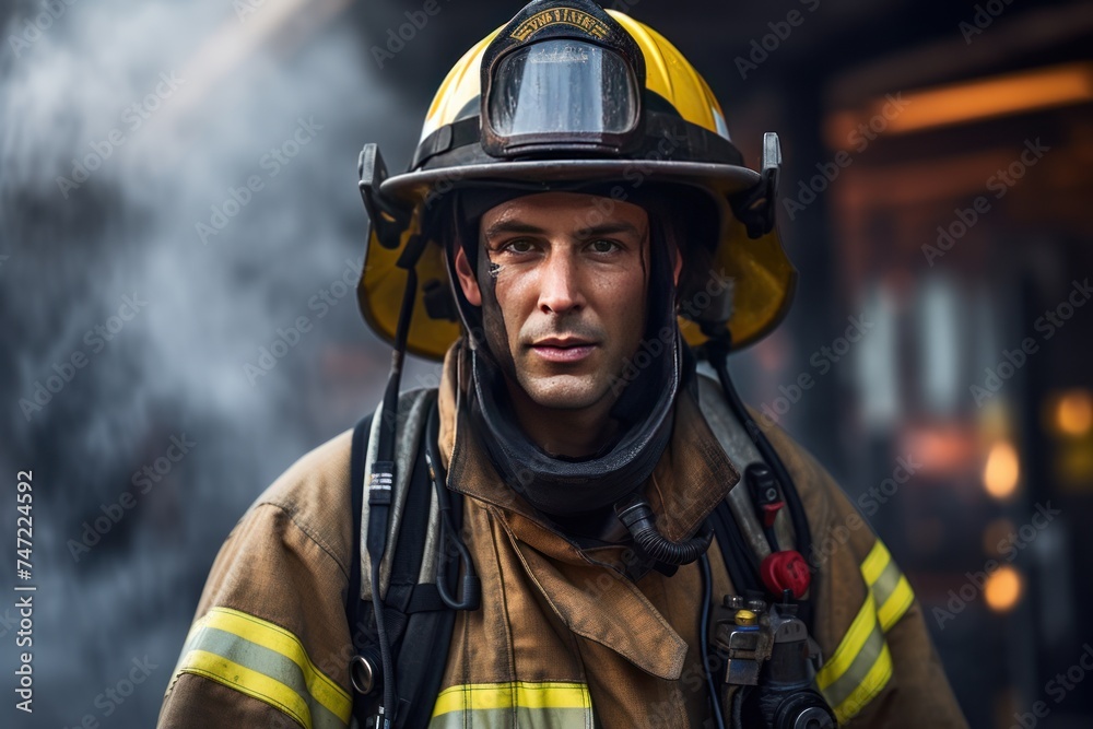 Portrait of a firefighter in uniform Portrait of a firefighter in uniform