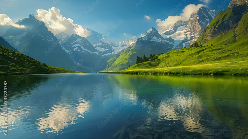 Lake in the mountains of Switzerland
