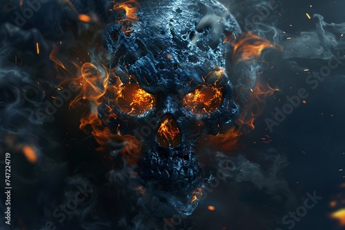 Fiery Skull A Halloween Nightmare Generative AI