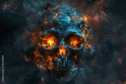 Skeleton in the Spotlight A Fire-Filled Face for the Month of October Generative AI