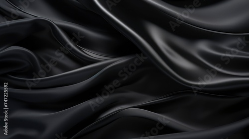 Black cloth waves background texture.