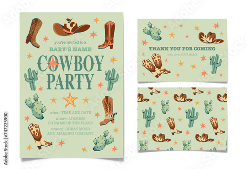 Wild west Birthday party invitation template.
