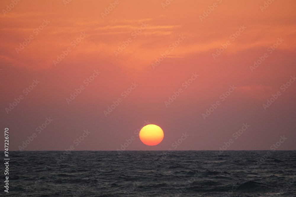 Sunset with beautiful sky on the Mediterranean Sea in Turkey