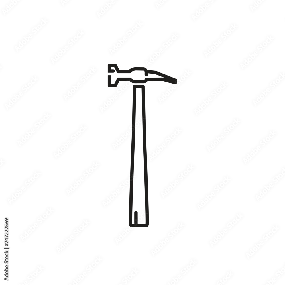 Vintage retro hipster lineart hammer. Carpentry tools silhouette icons on white background