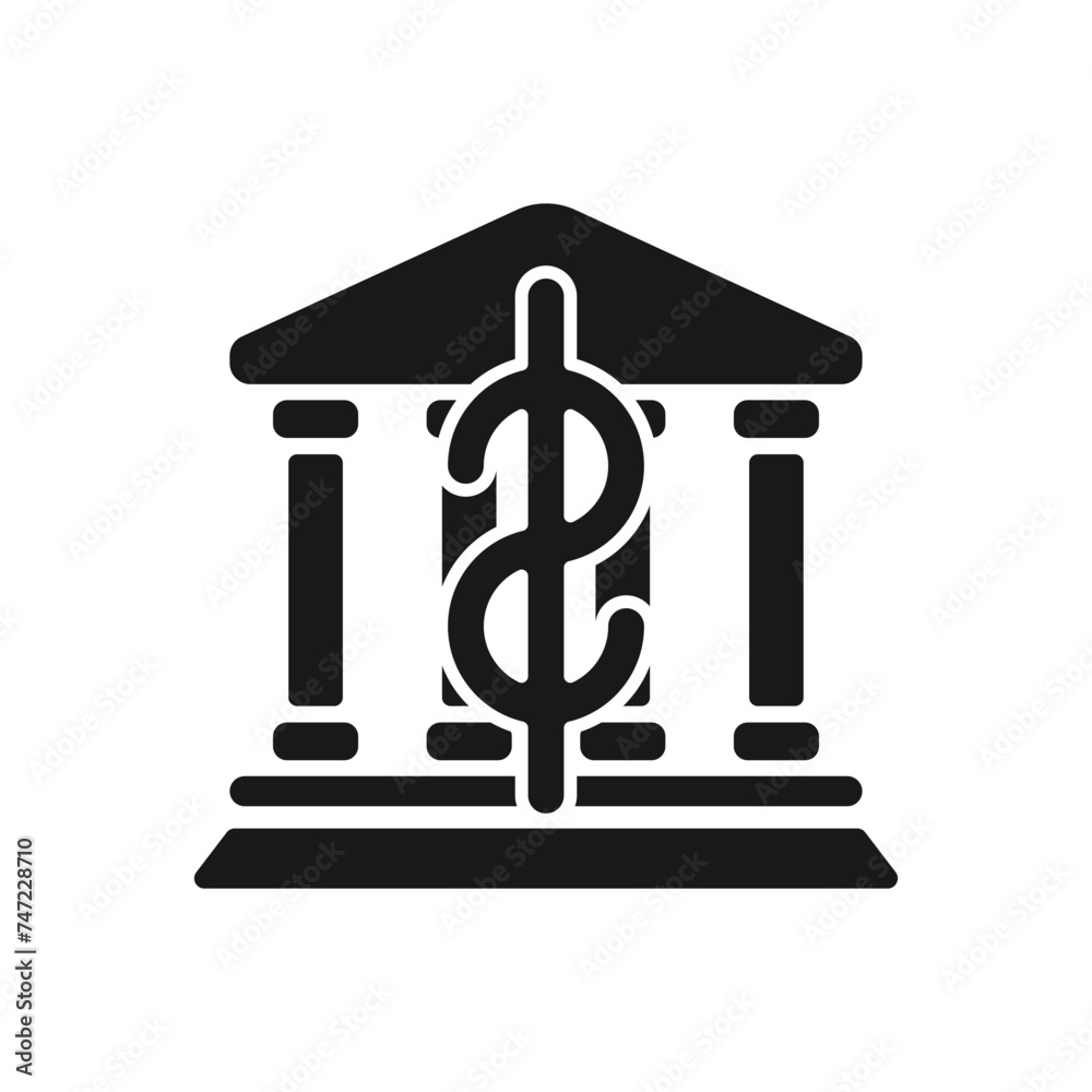 Bank building with dollar vector icon. Financial institution vector. Logo of internet banking, transactions, payment. Storage of funds. Financial security. Vector illustration. Bank building with dollar vector icon. Financial institution vector. Logo of internet banking, transactions, payment. Storage of funds. Financial security. Vector illustration.