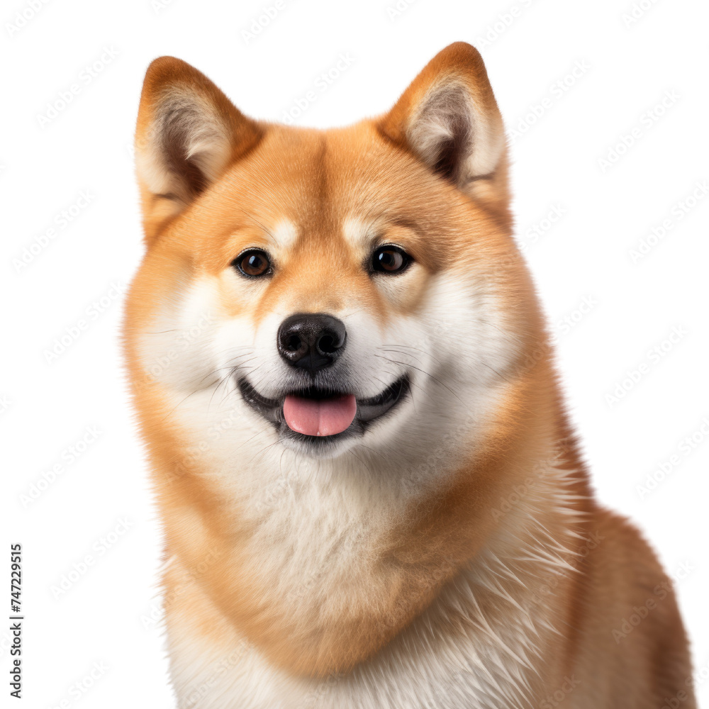 portrait of Shiba inu dog. Japanese cute dog isolate on transparent background.