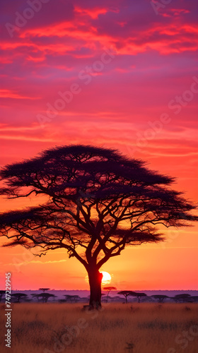 Transcendent Beauty of a Lone Acacia Tree Under the Enchanting Dusk Sky © Marguerite