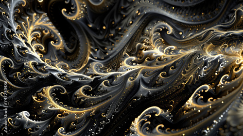 Abstract Black Gold and Silver Pattern Background Generative AI