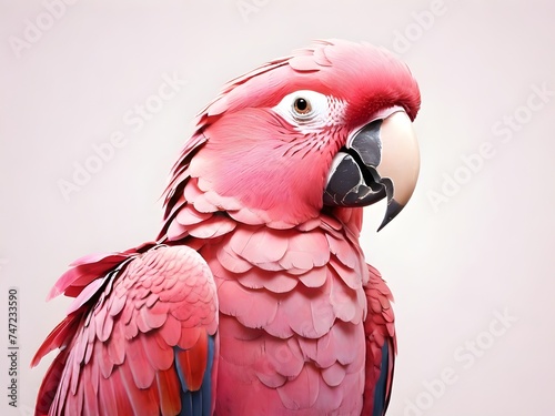 parrot, pink, grainy noisy gradient color on a white background Generative AI © Haroon
