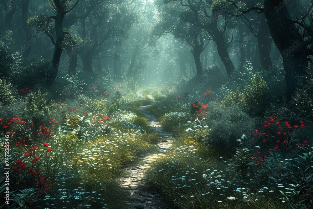 A Path Through a Forest Painting A Path Through a Forest Painting