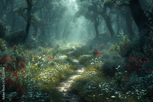 A Path Through a Forest Painting