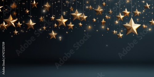 Dark background with gold stars decoration